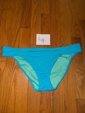 Turquoise blue low rise/full coverage swim bottoms